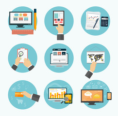 Business, office and marketing items icons.