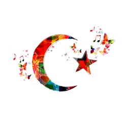 Colorful vector Islamic symbol background with butterflies