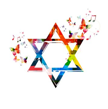 Colorful vector Star of David symbol background