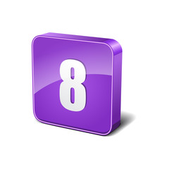8 Number 3d Rounded Corner Violet Vector Icon Button