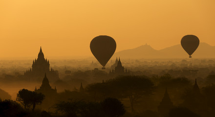 Sunrise mist over the plains of Bagan - Myanmar