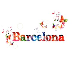 Colorful vector "Barcelona&quo t; background with butterflies