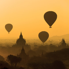Sunrise over the temple plains of Bagan - Myanmar