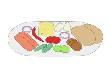 cartoon image of food on plate