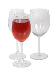 Set of empty wine glasses