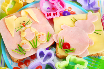 easter sandwiches with bunny for kids