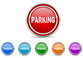 parking icon vector set