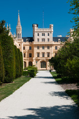 Obraz premium Pathway to famous Lednice Castle, Czech Republic.