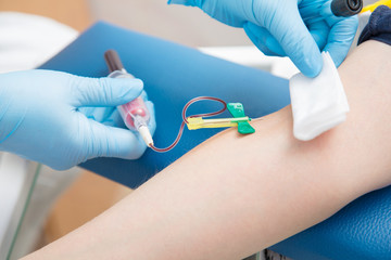 Taking sample for blood test
