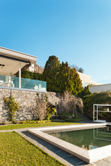 Modern house with swimming pool, view outdoor