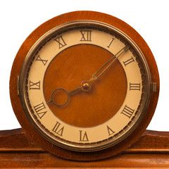 vintage clock with roman numerals closeup