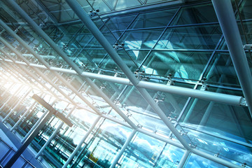 glass construction of airport building