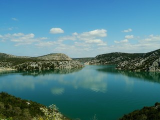 The Prukljan lake in the Krka river in Croatia