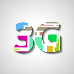 3G abstract symbol, style illustration
