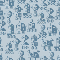 Seamless robots pattern in flat style.