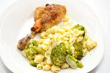 Nutritious Chicken Dinner with Pasta and Broccoli