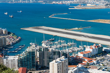 Obraz na płótnie Canvas Gibraltar Marina and Airstrip