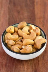 salted cashew in small bowl