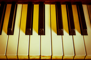 Piano keyboard,sepia color style.