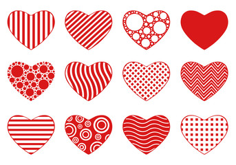 Set of different hearts