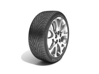 Obraz premium Wheel isolated on white. 3d illustration.