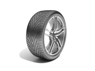 Wheel isolated on white. 3d illustration.