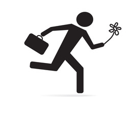 Vector Running Man with flower and case