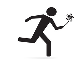 Fototapeta na wymiar Vector Running Man with flower
