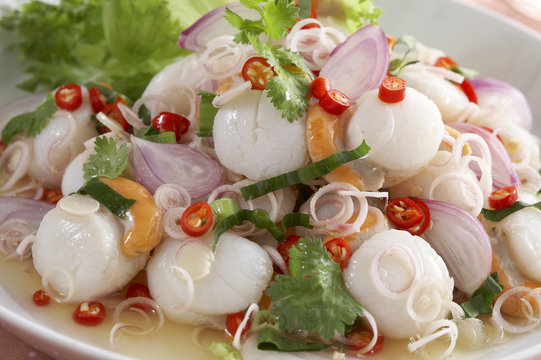 spicy scallop salad in thailand