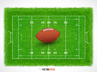 Rugby field with realistic grass textured, Vector