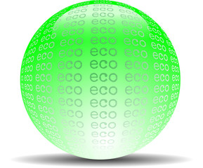 Eco - abstract ecological green glossy word sphere on white