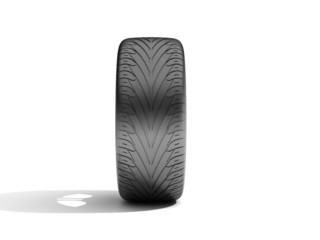 Wheels isolated on white. 3d illustration.