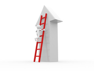 3d people - man climbing stairs with arrow © lpstudio
