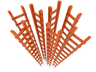 Conceptual lot of ladder in upright position © lpstudio