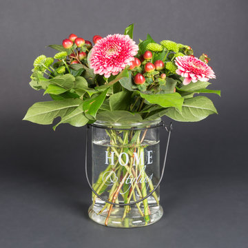 Bouquet of flowers in glass vase