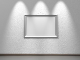 Dirty grunge wall with empty frame