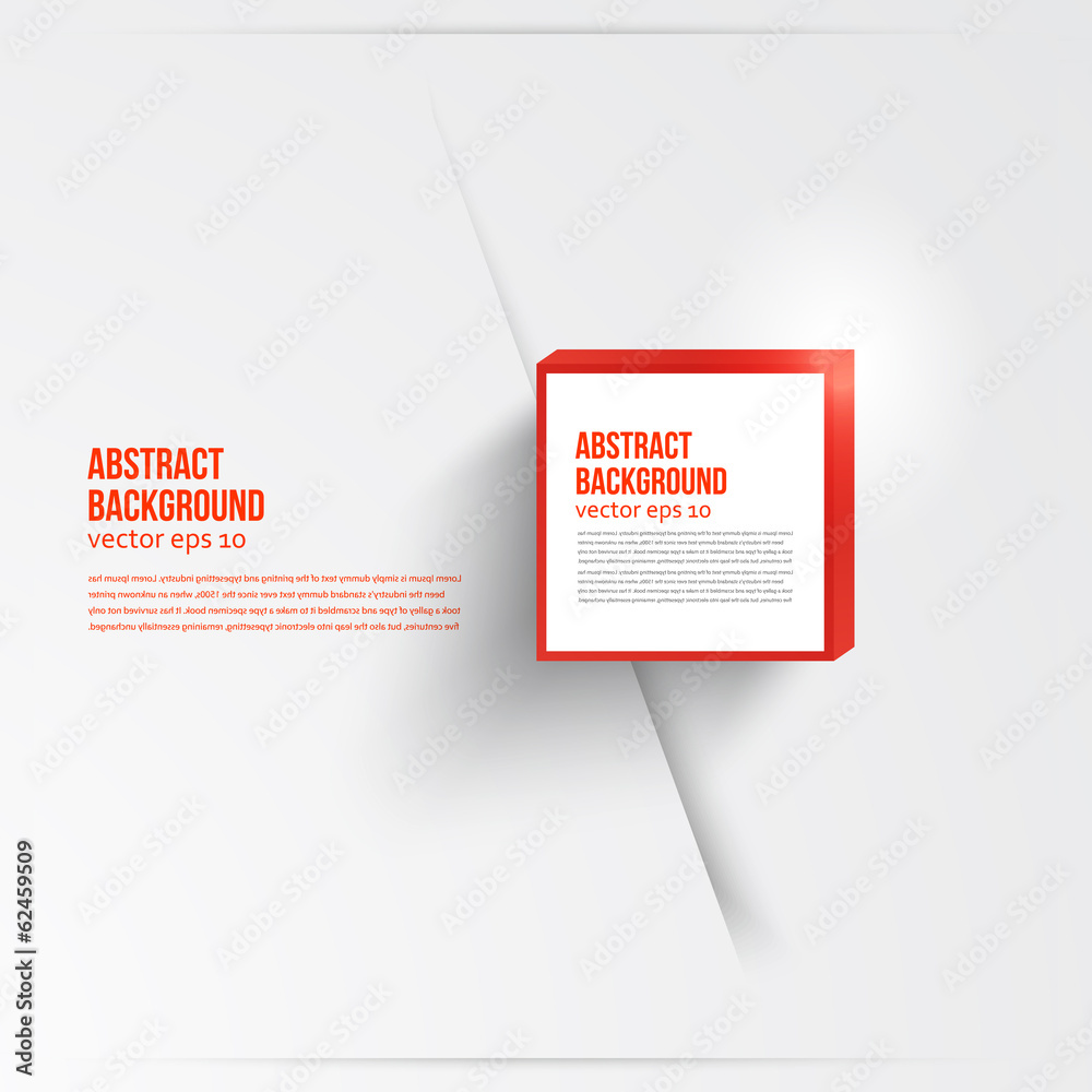 Wall mural vector square. abstract background card and red. 3d