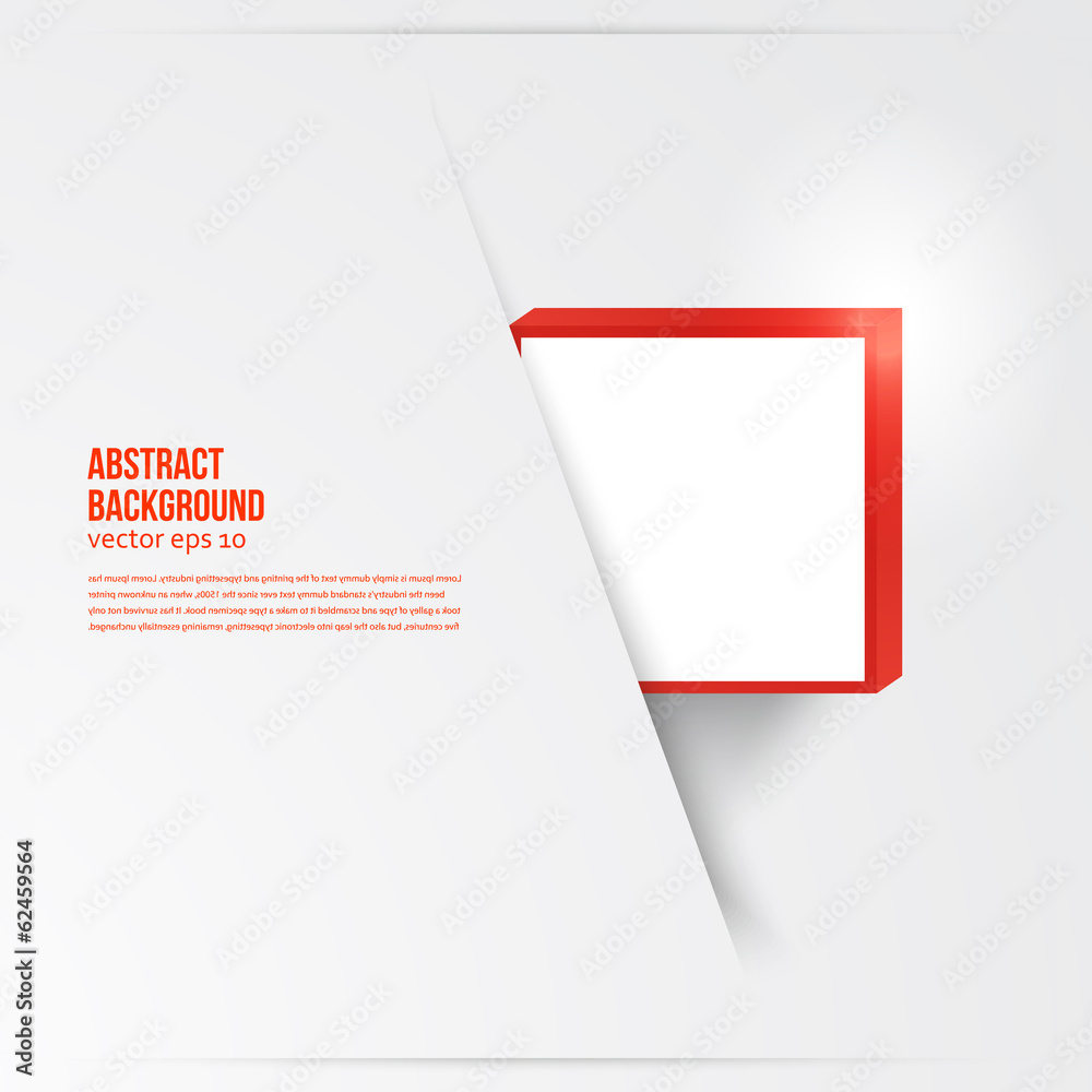 Wall mural vector square. abstract background card and red. 3d