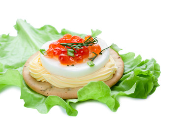 sandwich with salmon caviar