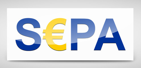 Weißer S€PA Schild mit langem Schatten