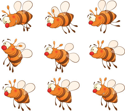 set of bees cartoon