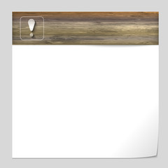 vector banner with wood texture and exclamation mark