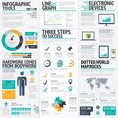 Modern fresh colored business infographic vector elements