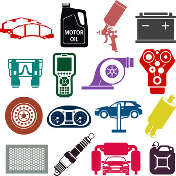 Car service icons in color