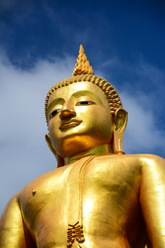 statue buddha on blue sky background in songkhla,Thailand