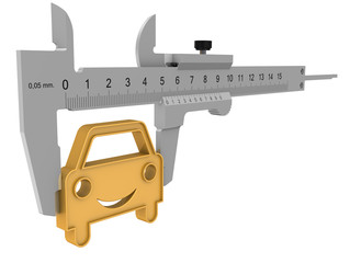 Штангенциркуль измеряет автомобиль