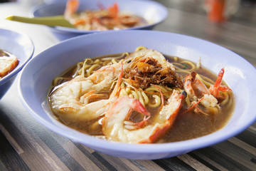 Hokkien Soup Prawn Noodles Closeup
