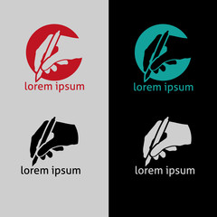 Silhouettes of hands pen illustration