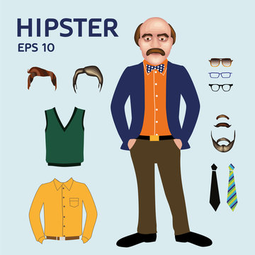 Hipster character, vector illustration