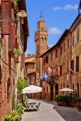 Medieval architecture of a small town in Tuscany, Italy - obrazy, fototapety, plakaty
